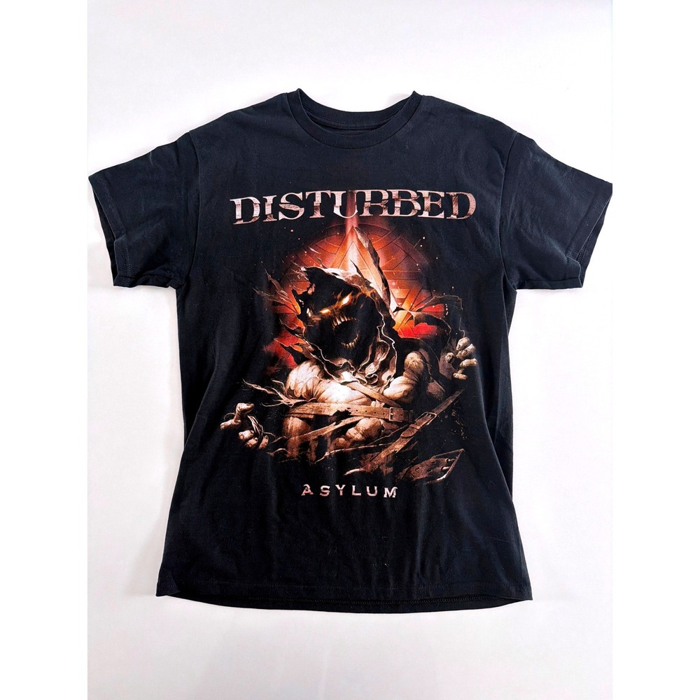 Disturbed Asylum Band T-Shirt Mens Medium Black Graphic Tee Metal Rock